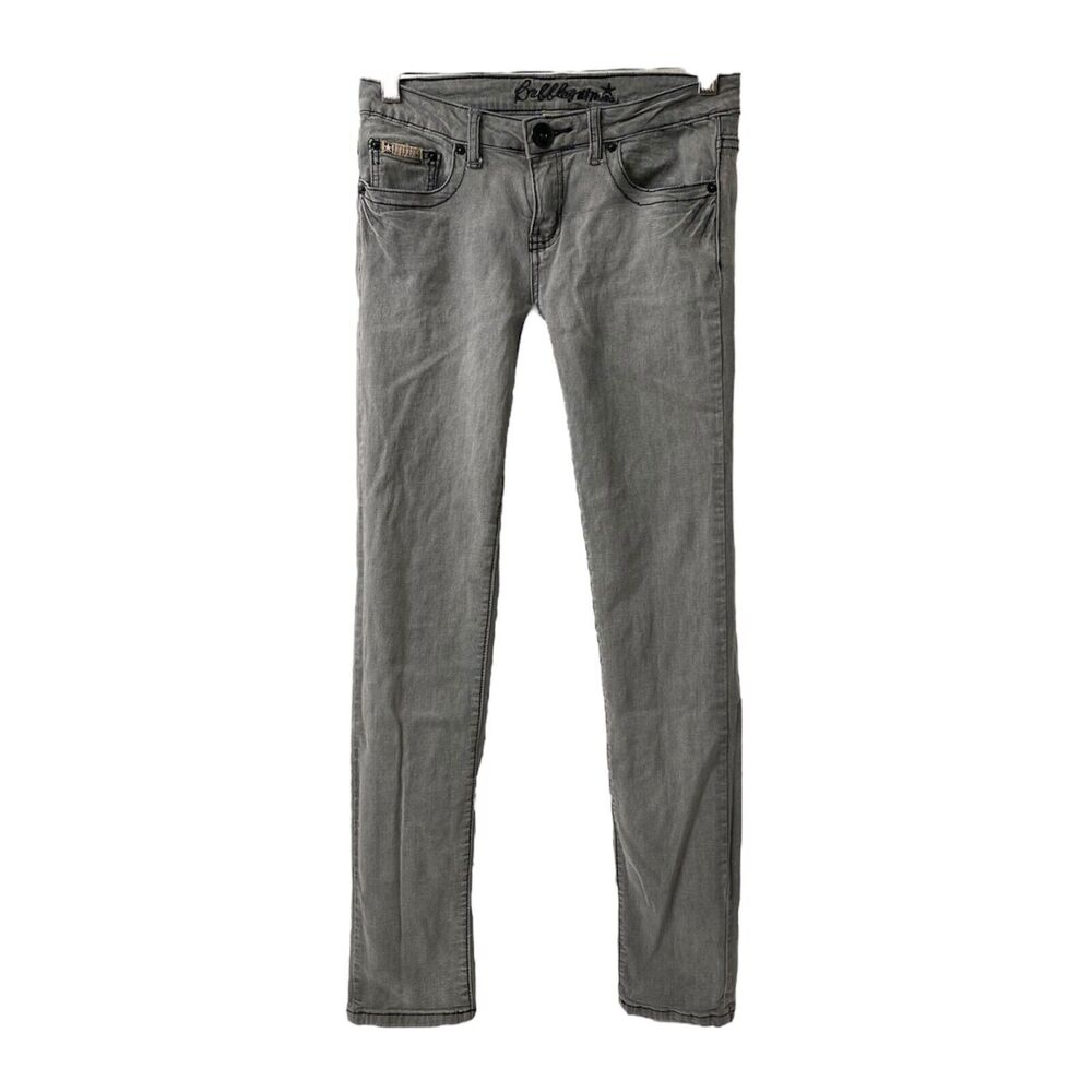 Bubble Gum USA Girls Denim Skinny Jeans Grey and Black 5 Pocket Size 7/8 X 31